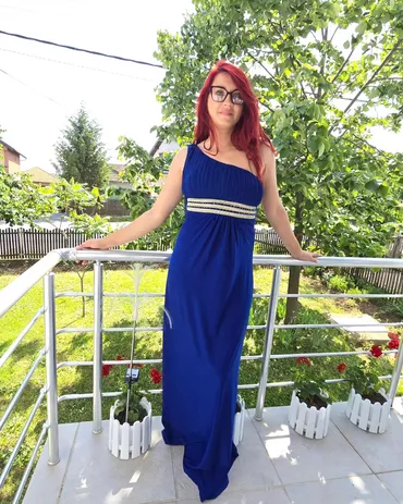 M (EU 38), color - Blue, Evening, Without sleeves