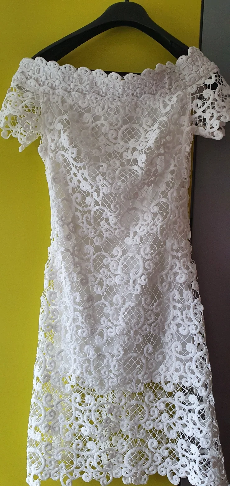 A-Dress S (EU 36), color - White, Evening, Short sleeves