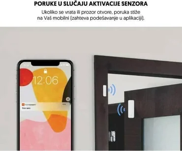 Bežični senzor za vrata i prozore u beloj boji, dizajniran za pametne