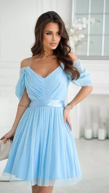 One size, color - Light blue, Evening, Other sleeves