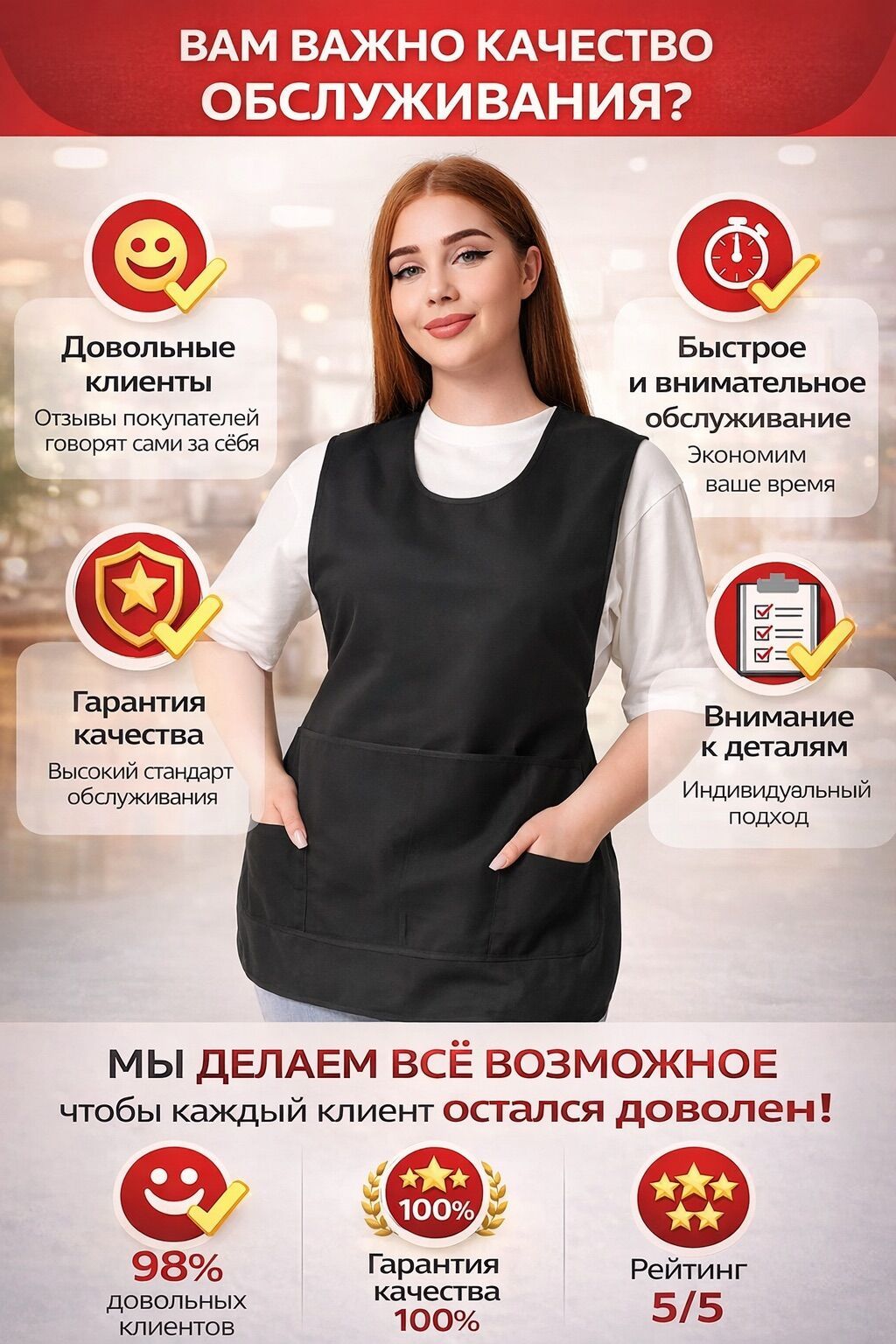 Стильный и удобный фартук, созданный для ежедневной работы. Модель: фото 2