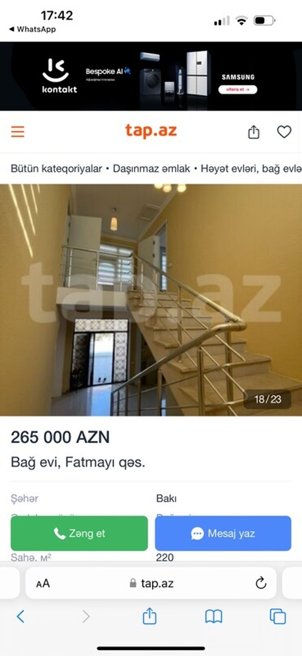 Bakı, Pirşağı qəs., 220 kv. m, 5 otaqlı, Hovuzlu, Artezian quyusu