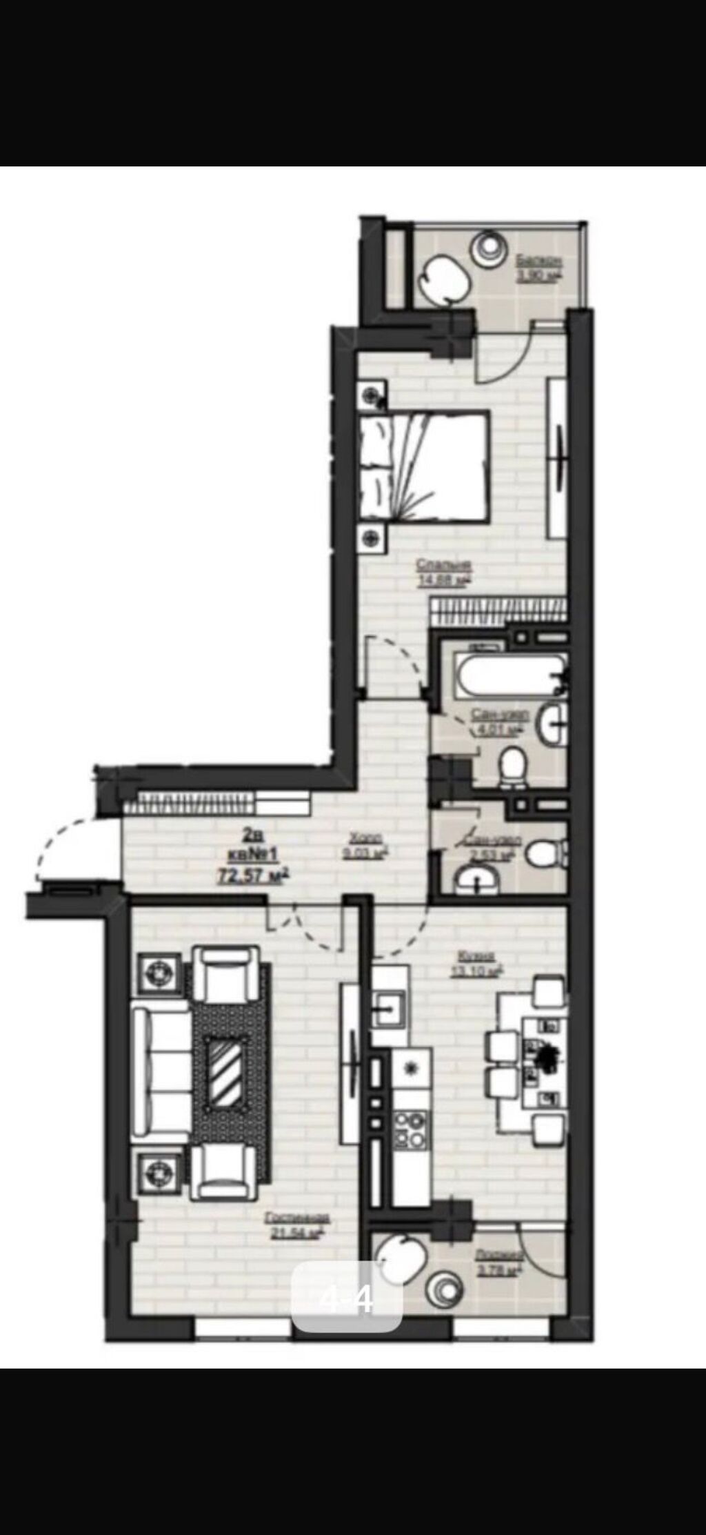 2 комнаты, 73 м², Асанбай мкр Элитка, 11 этаж, ПСО (под самоотделку)