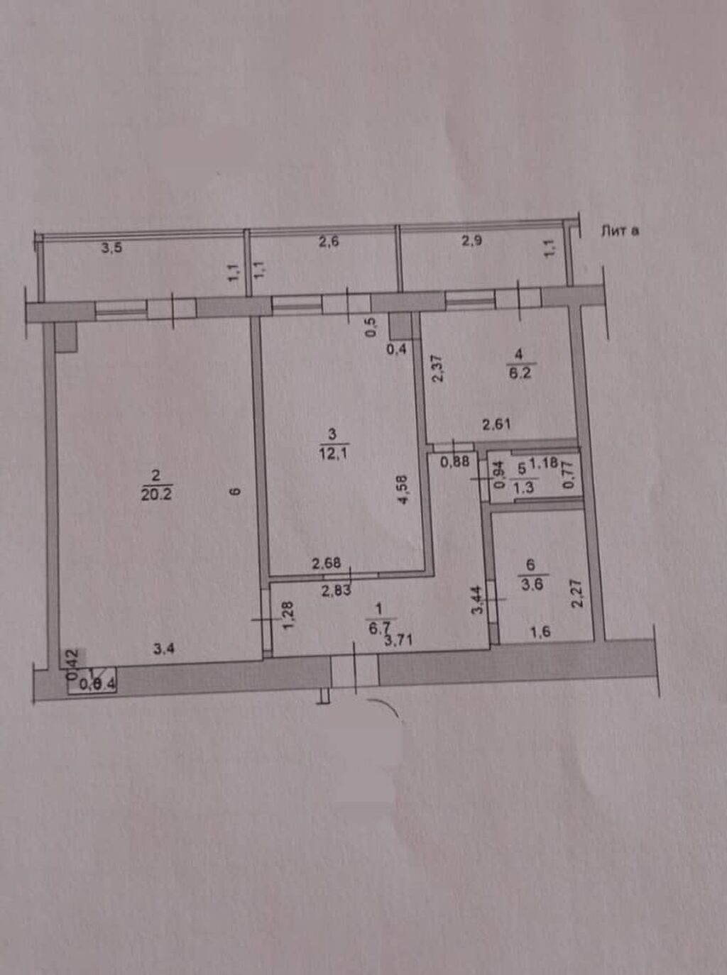2 комнаты, 60 м², Филармония 106 серия, 5 этаж, Требуется ремонт: фото 1