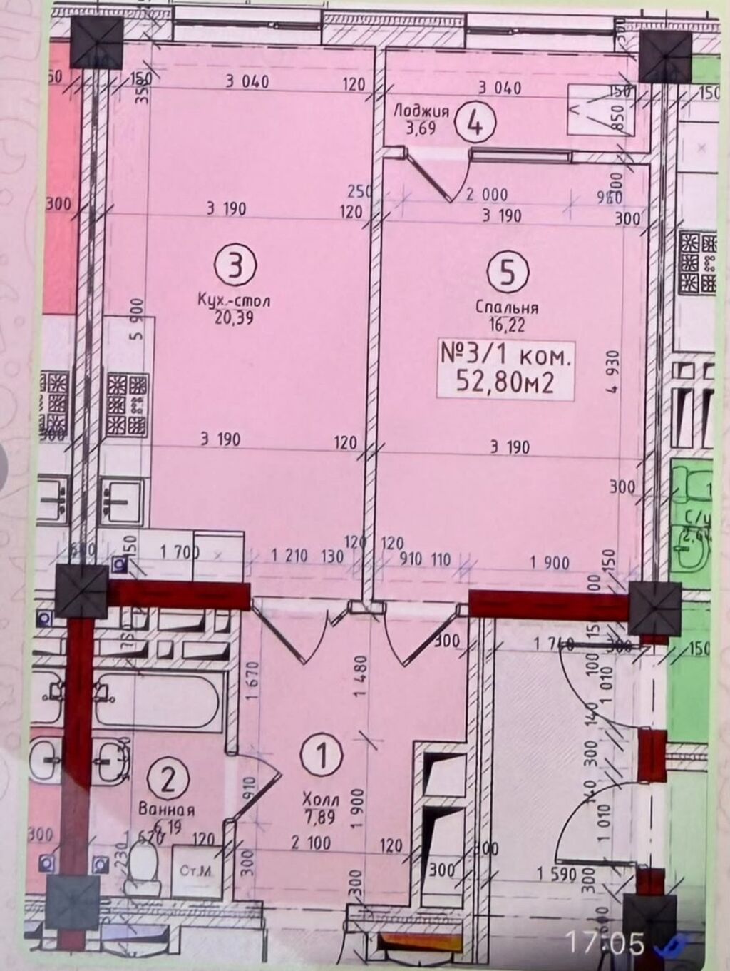 1 комната, 53 м², Восток-5 мкр Элитка, 10 этаж, ПСО (под самоотделку): фото 6