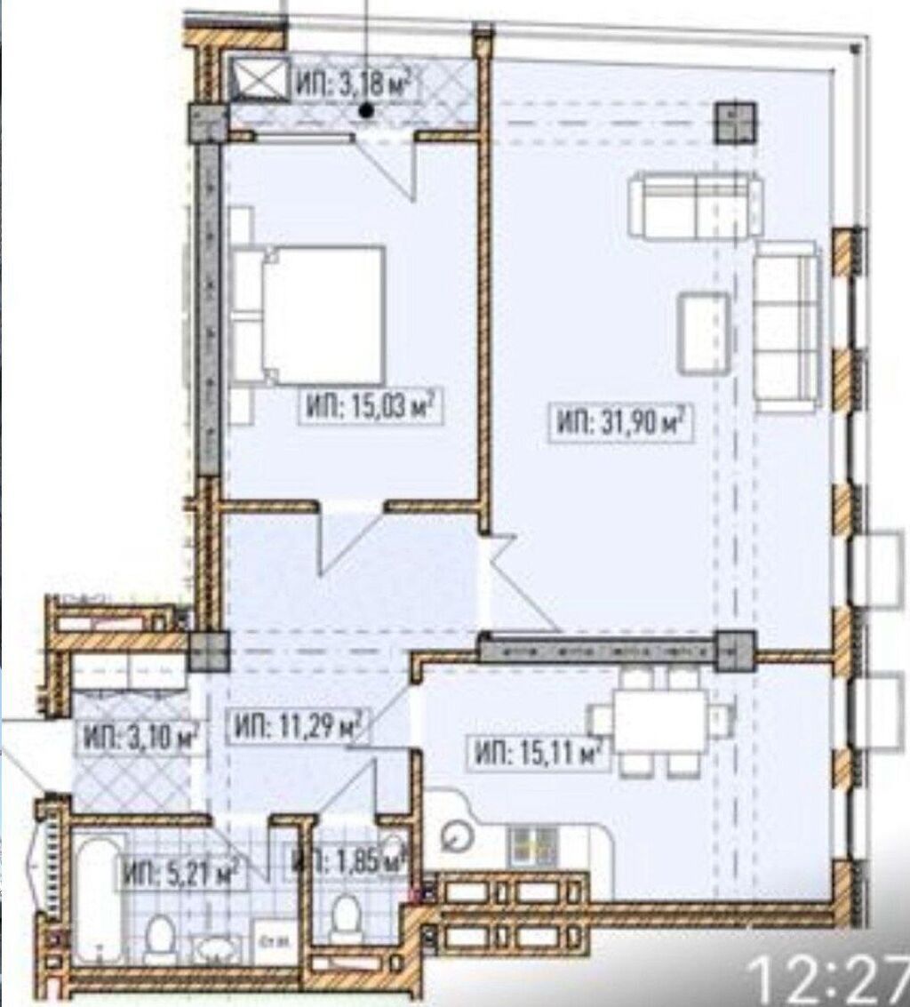 2 комнаты, 87 м², Асанбай мкр Элитка, 7 этаж, ПСО (под самоотделку): фото 4