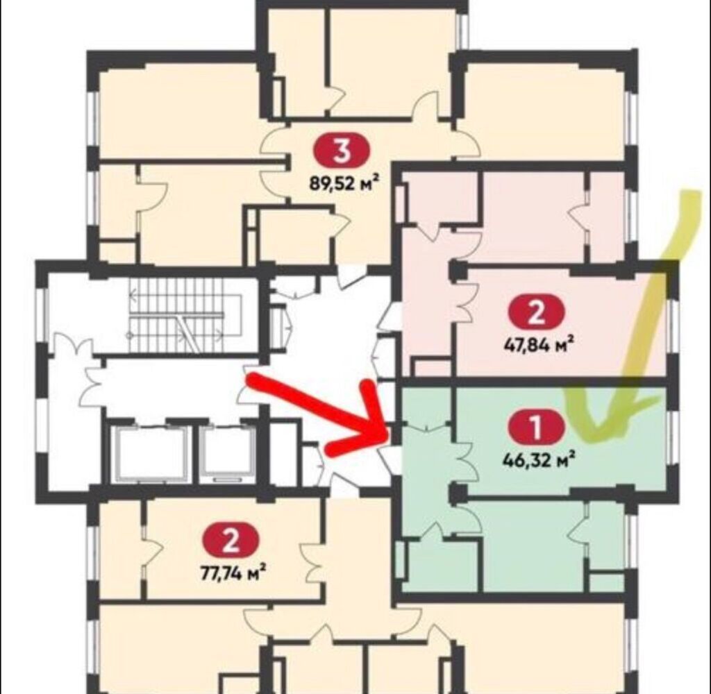 1 комната, 46 м², Технопарк Элитка, 9 этаж, ПСО (под самоотделку): фото 5