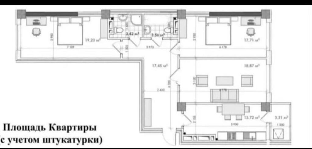 3 комнаты, 97 м², Асанбай мкр Элитка, 12 этаж, Дизайнерский ремонт: фото 3
