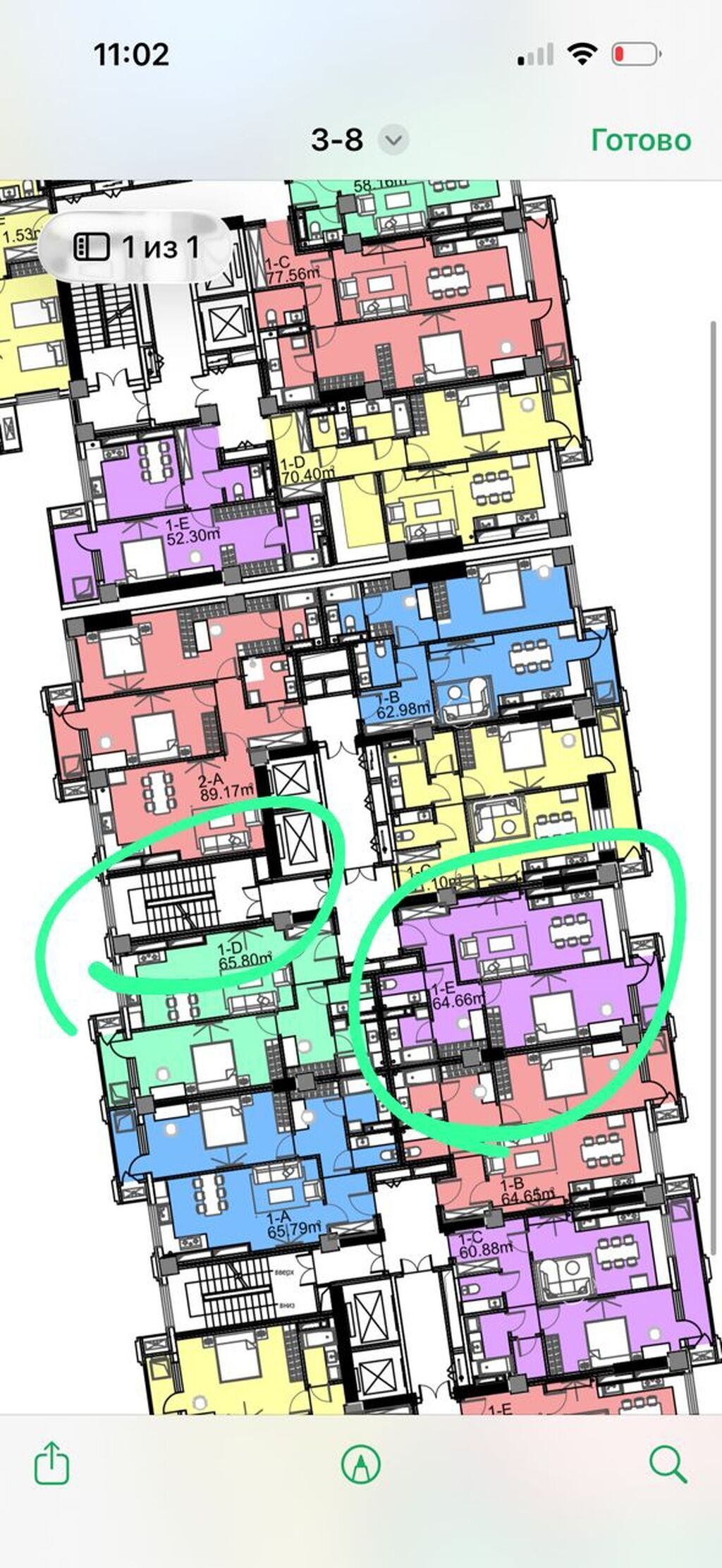 1 комната, 64 м², Кок-Жар мкр Элитка, 5 этаж, ПСО (под самоотделку): фото 7