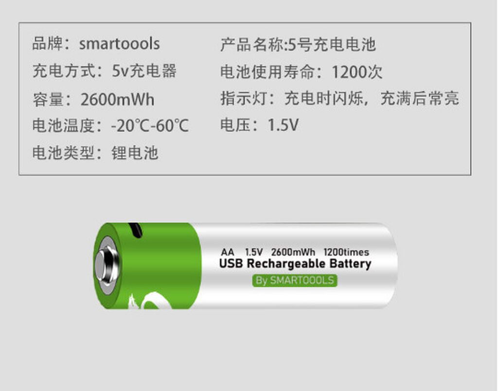Пальчиковые AA перезаряжаемые батарейки с зарядкой через USB Type‑C: фото 3