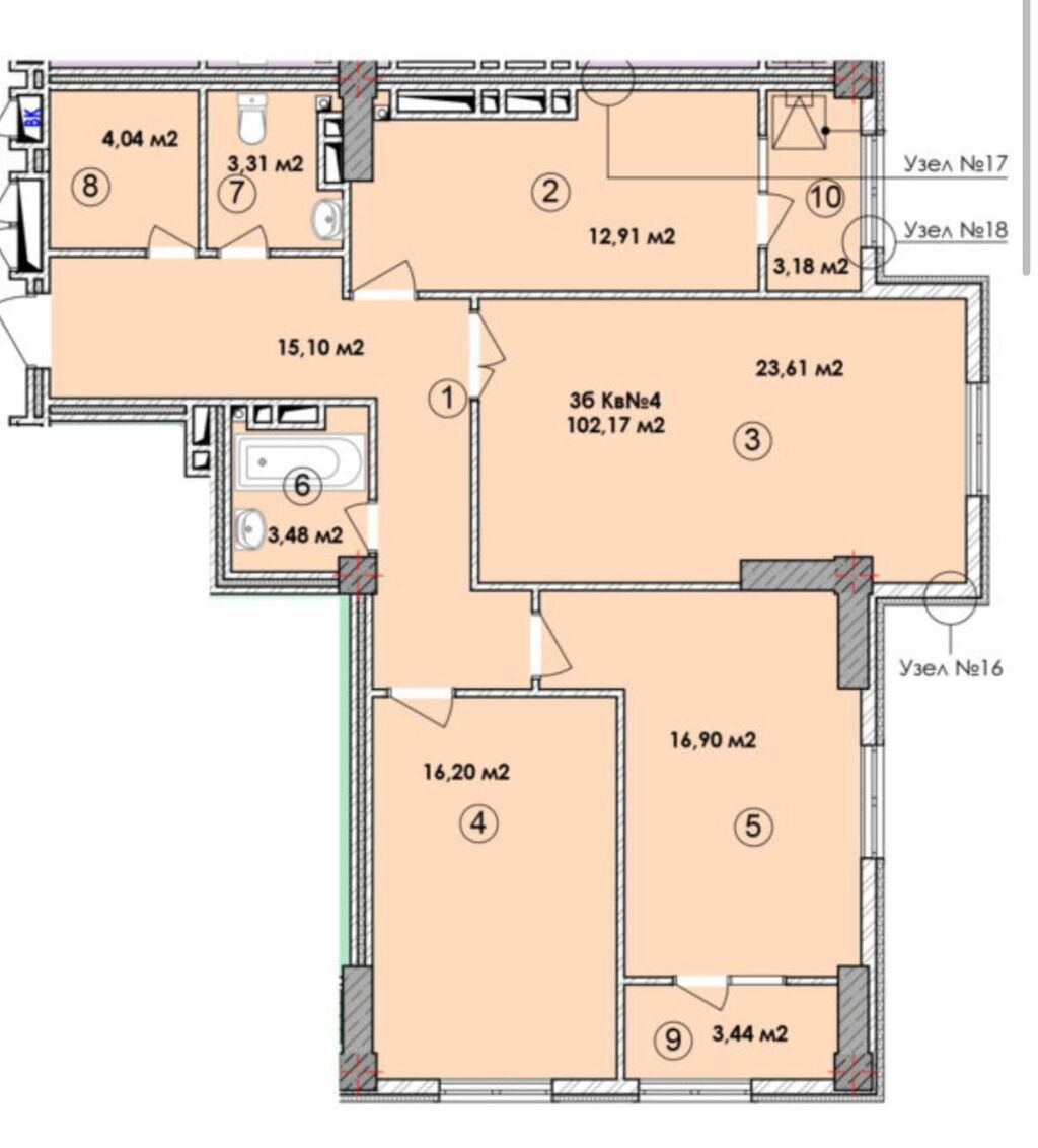 Продам 3-комн. квартиру 102 м² в ЖК New City: фото 4