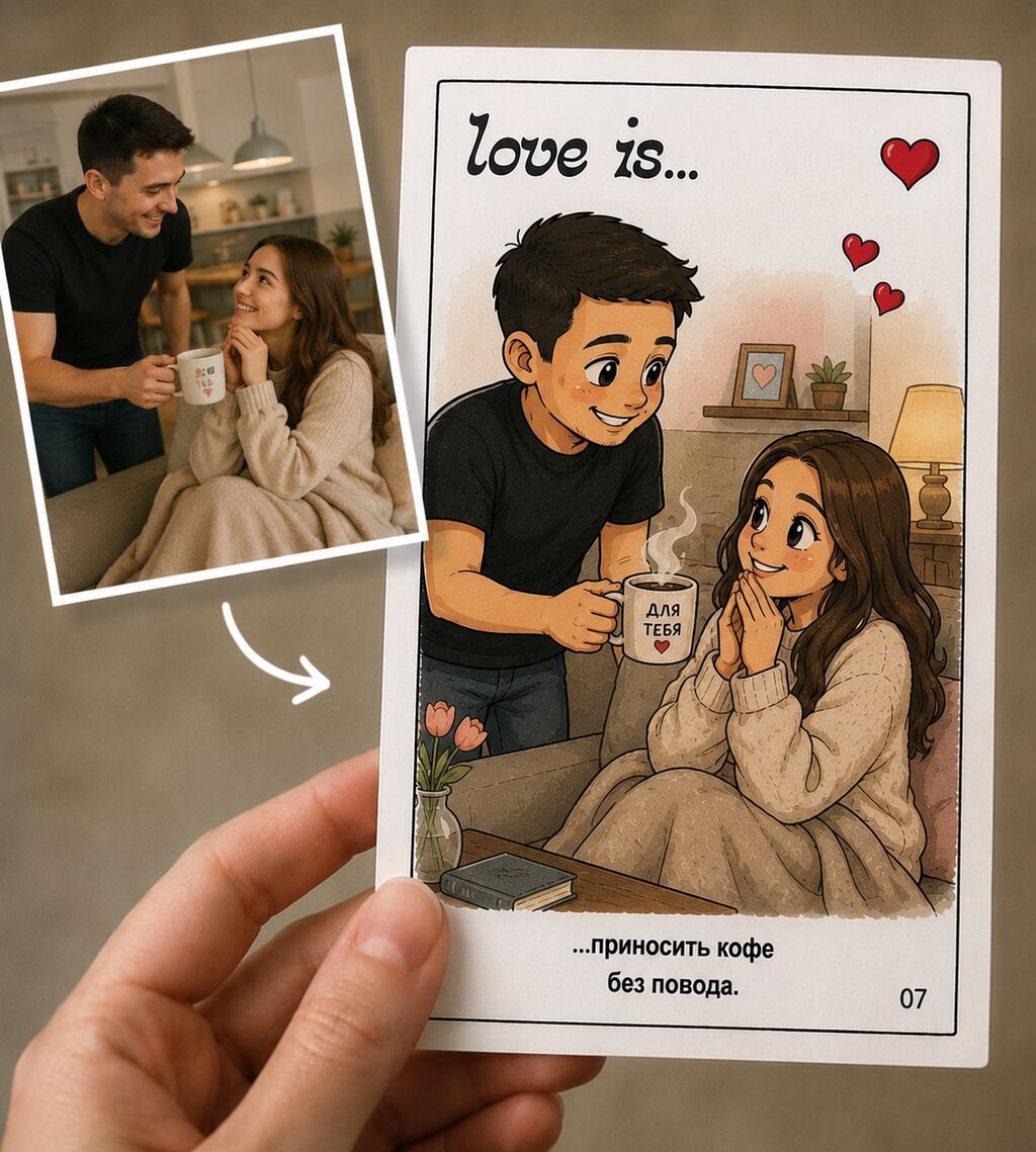 Love is по вашему фото. Открытка Создам персональную открытку в стиле: фото 7