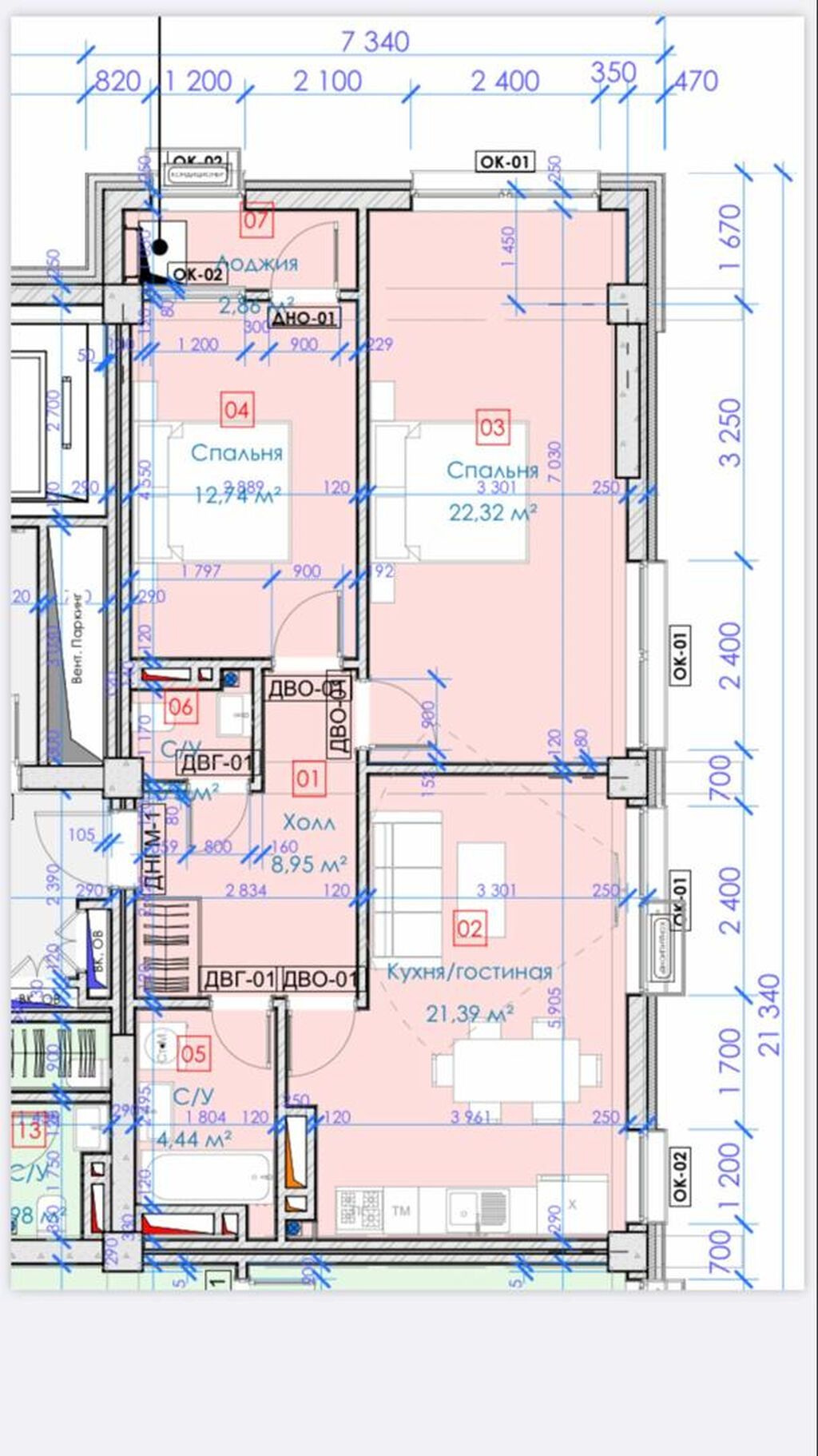 2 комнаты, 75 м², Асанбай мкр Элитка, 7 этаж, ПСО (под самоотделку): фото 3