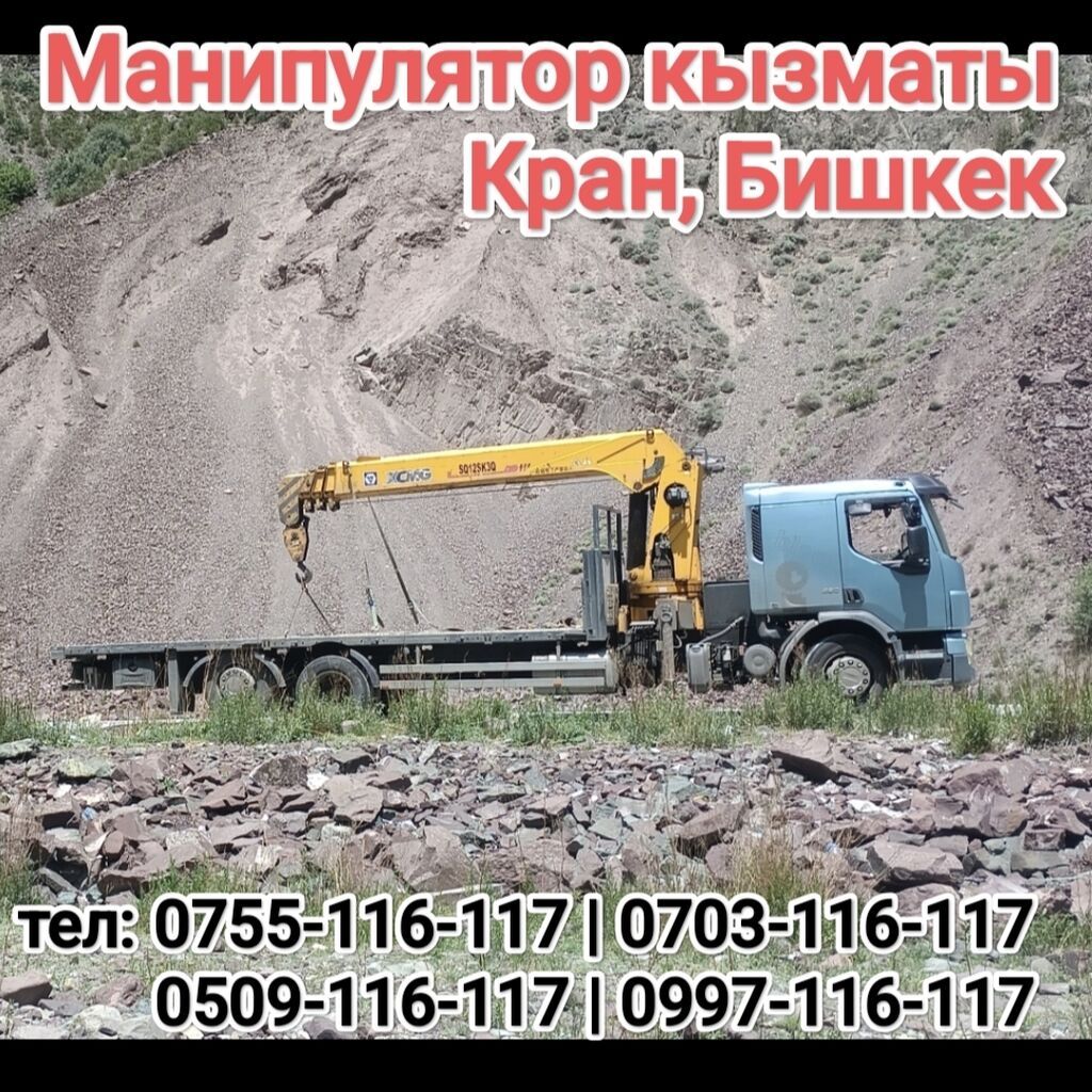 Услуги крана-манипулятора в Бишкеке. - Бортовой грузовик с