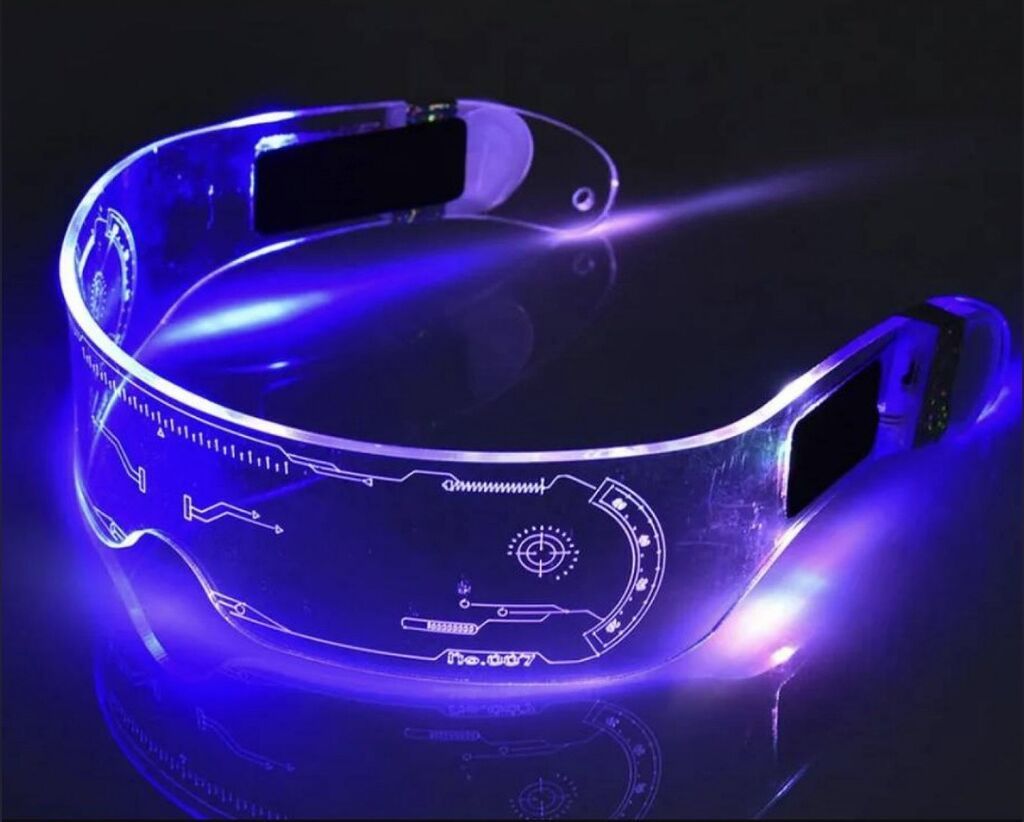Светящиеся LED-очки/визор с неоновой подсветкой - Прозрачный