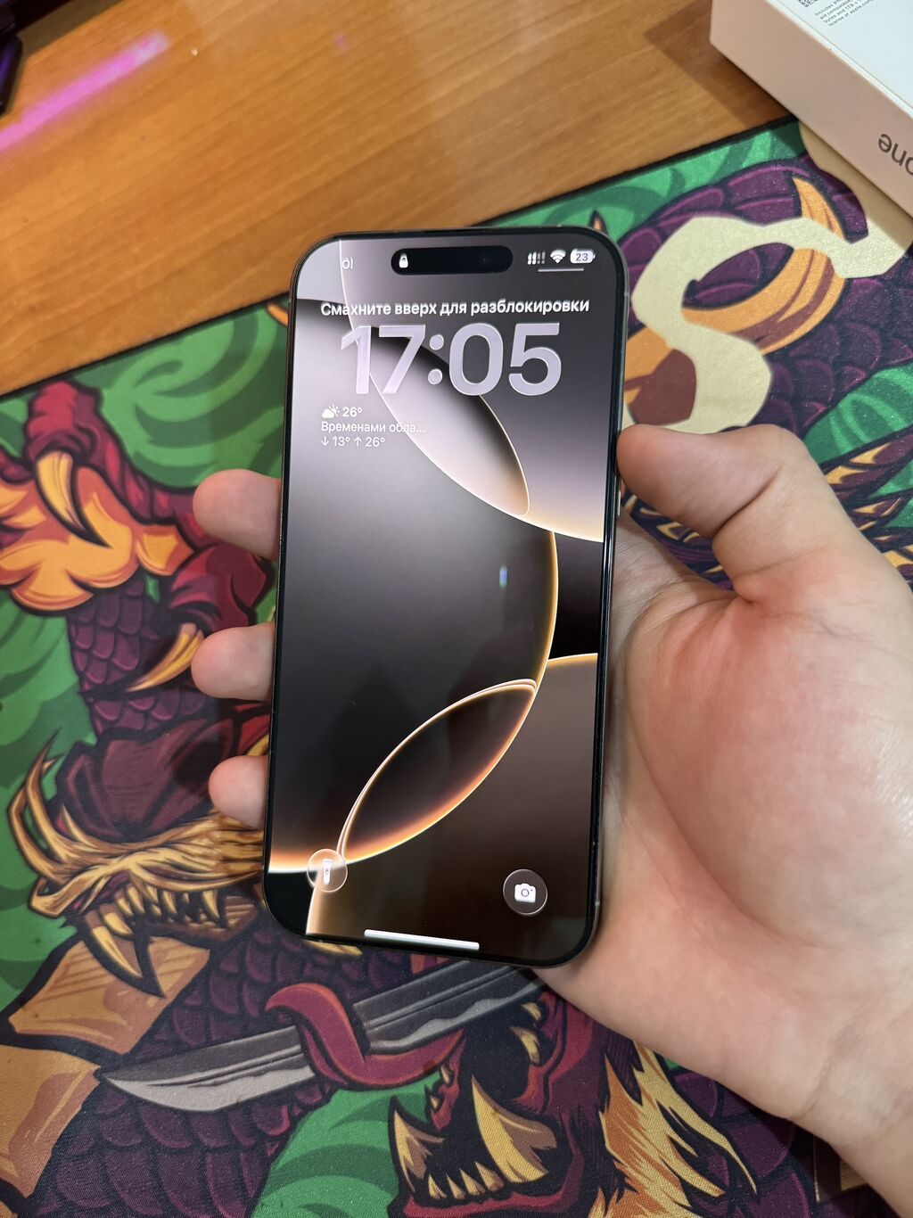 IPhone 16 Pro Max, Б/у, 256 ГБ, Natural Titanium, Защитное стекло, Чехол, Коробка, 93 %: фото 5
