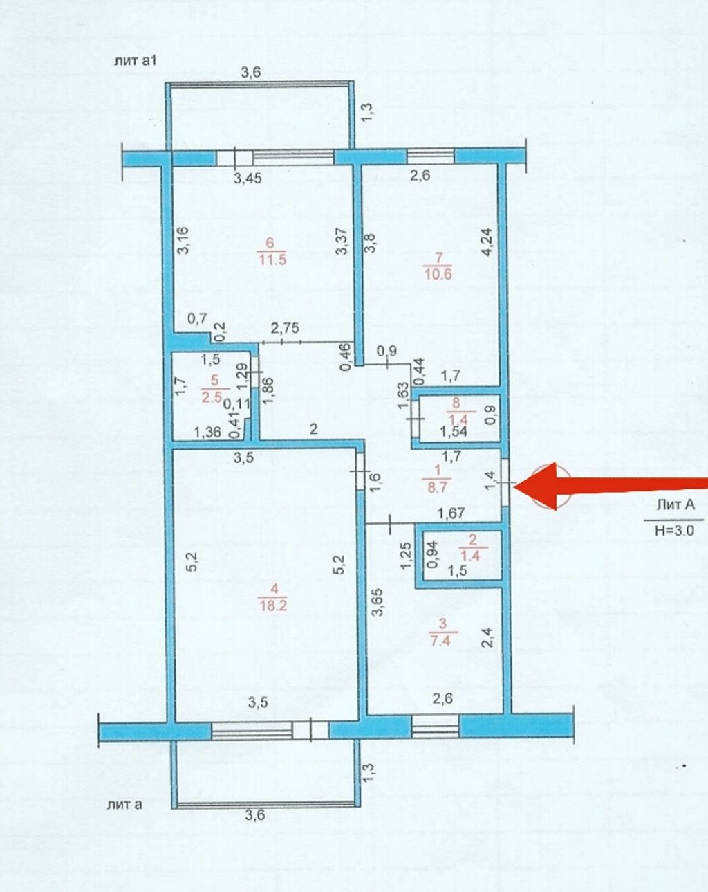3 комнаты, 72 м², Нижний Джал (Джал-23) 105 серия, 3 этаж, ПСО (под самоотделку): фото 3