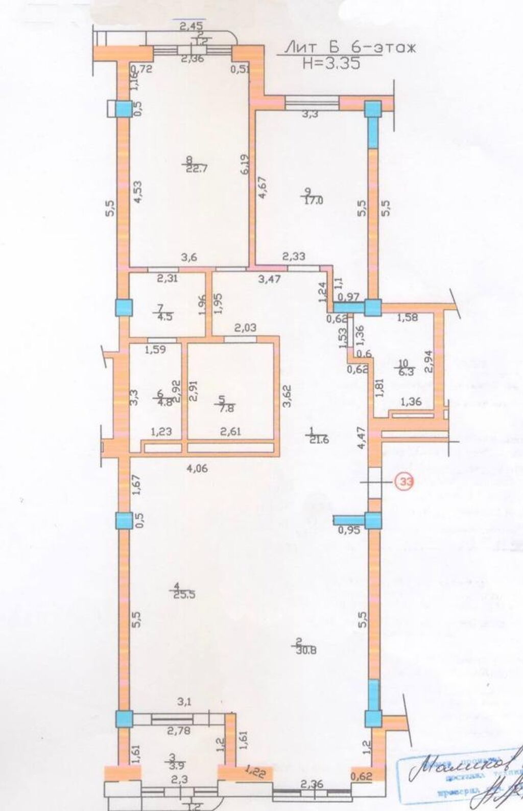 3 комнаты, 145 м², Асанбай мкр Элитка, 6 этаж, ПСО (под самоотделку): фото 5