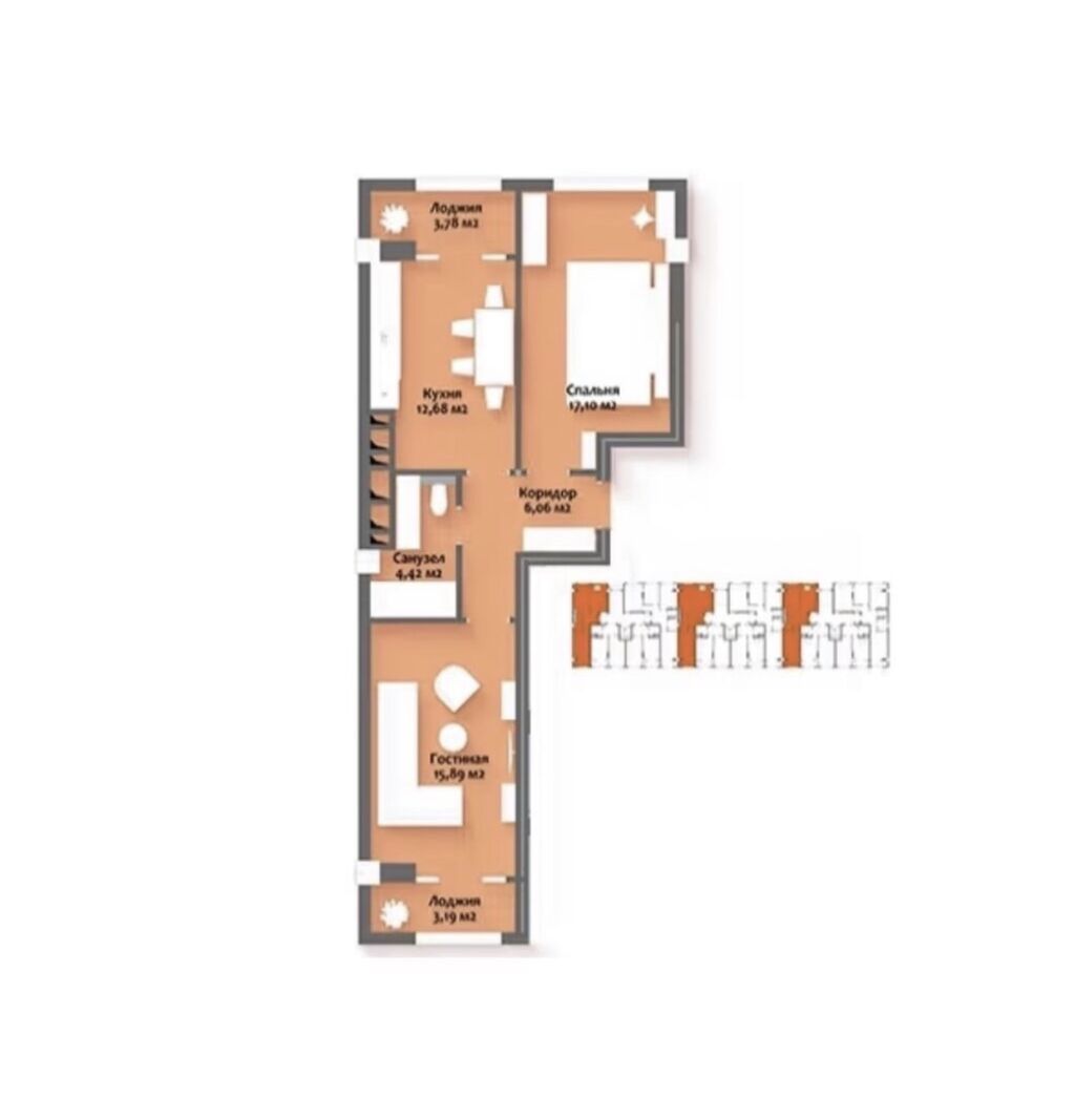 Продам 2-комнатную квартиру 62 м² в ЖК Ала Тоо: фото 6