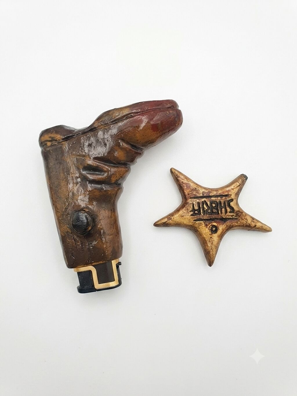 Набор в стиле Дикого Запада: значок «Sheriff» и чехол для зажигалки: фото 4