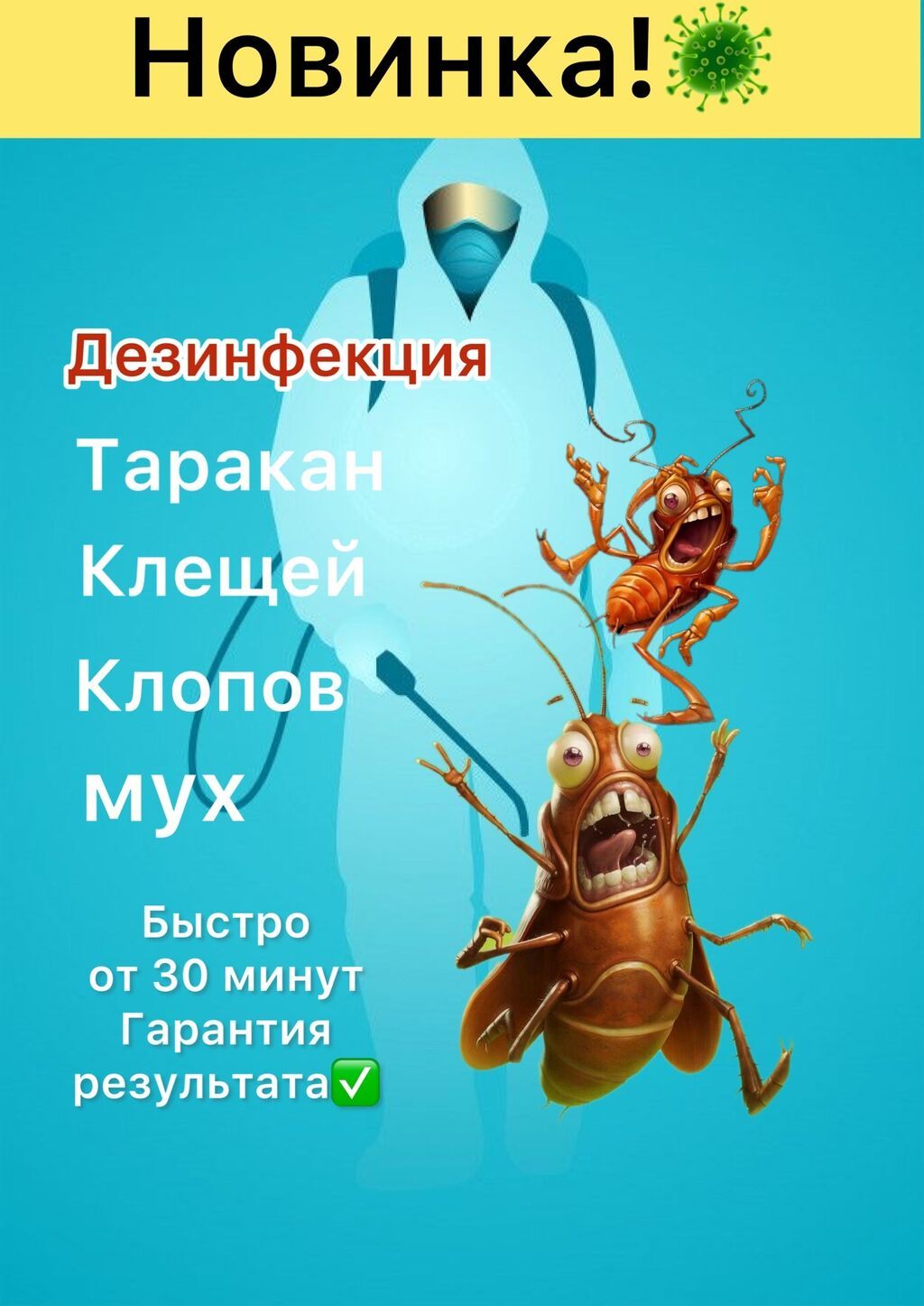 Уничтожение насекомых! Клопов !🪳 Тараканов !🪳: 2500 KGS ᐈ Дезинфекция ...