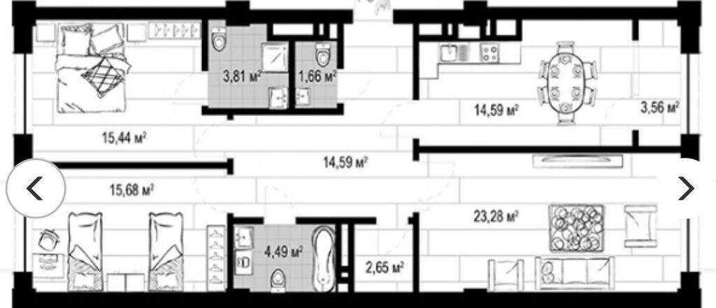 3 комнаты, 100 м², Асанбай мкр Элитка, 10 этаж, ПСО (под самоотделку): фото 2