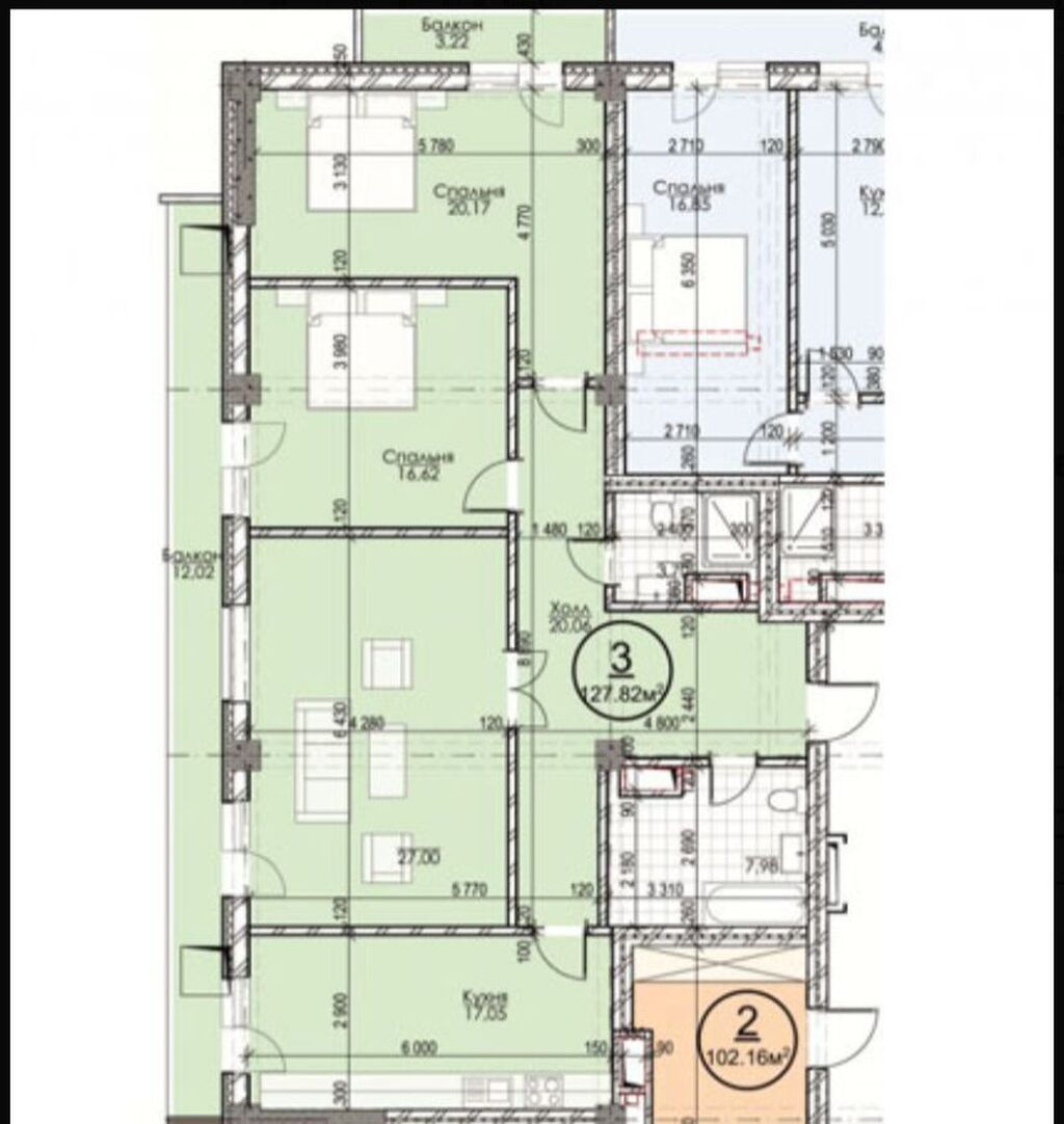 3 комнаты, 129 м², бульвар Эркиндик Элитка, 4 этаж, ПСО (под самоотделку): фото 7