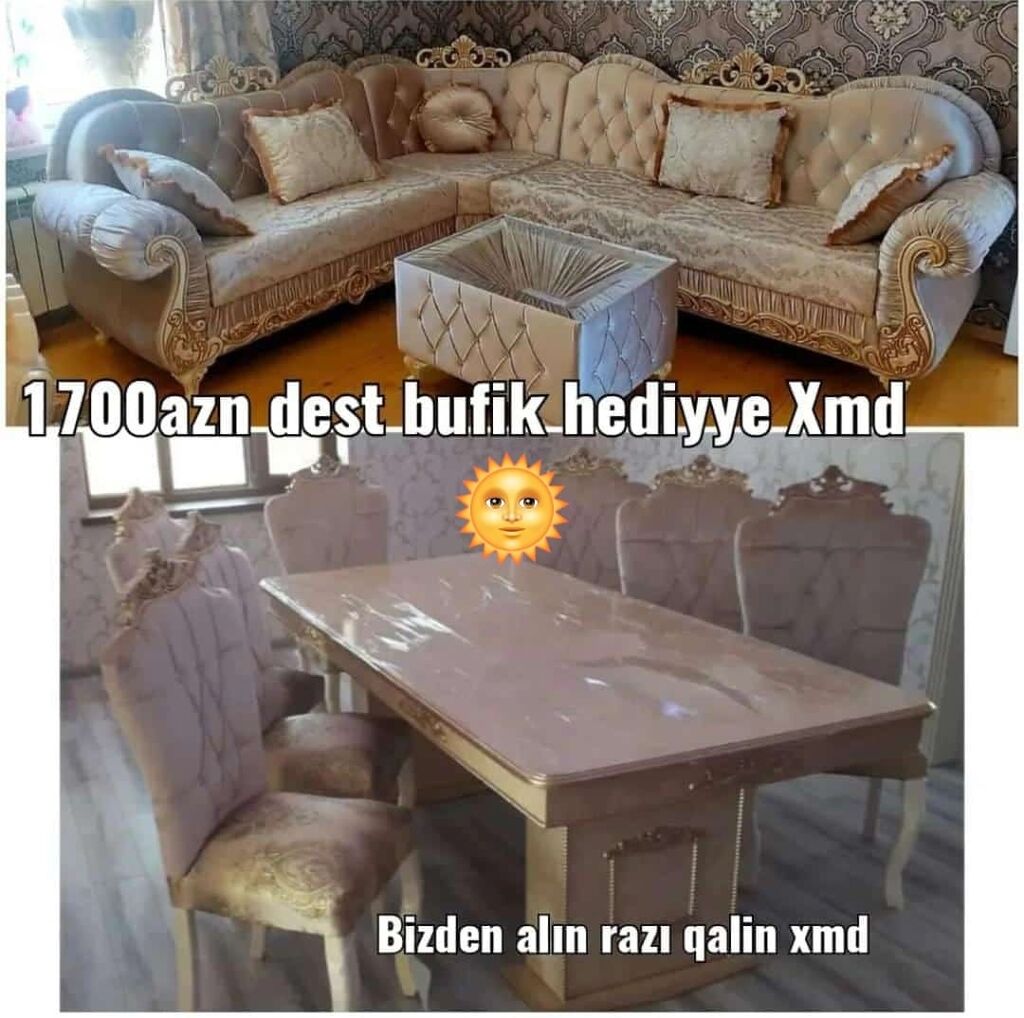 Kunc divan masa ve oturacaqlar bufik 1700 AZN Qonaq otağı dəstləri