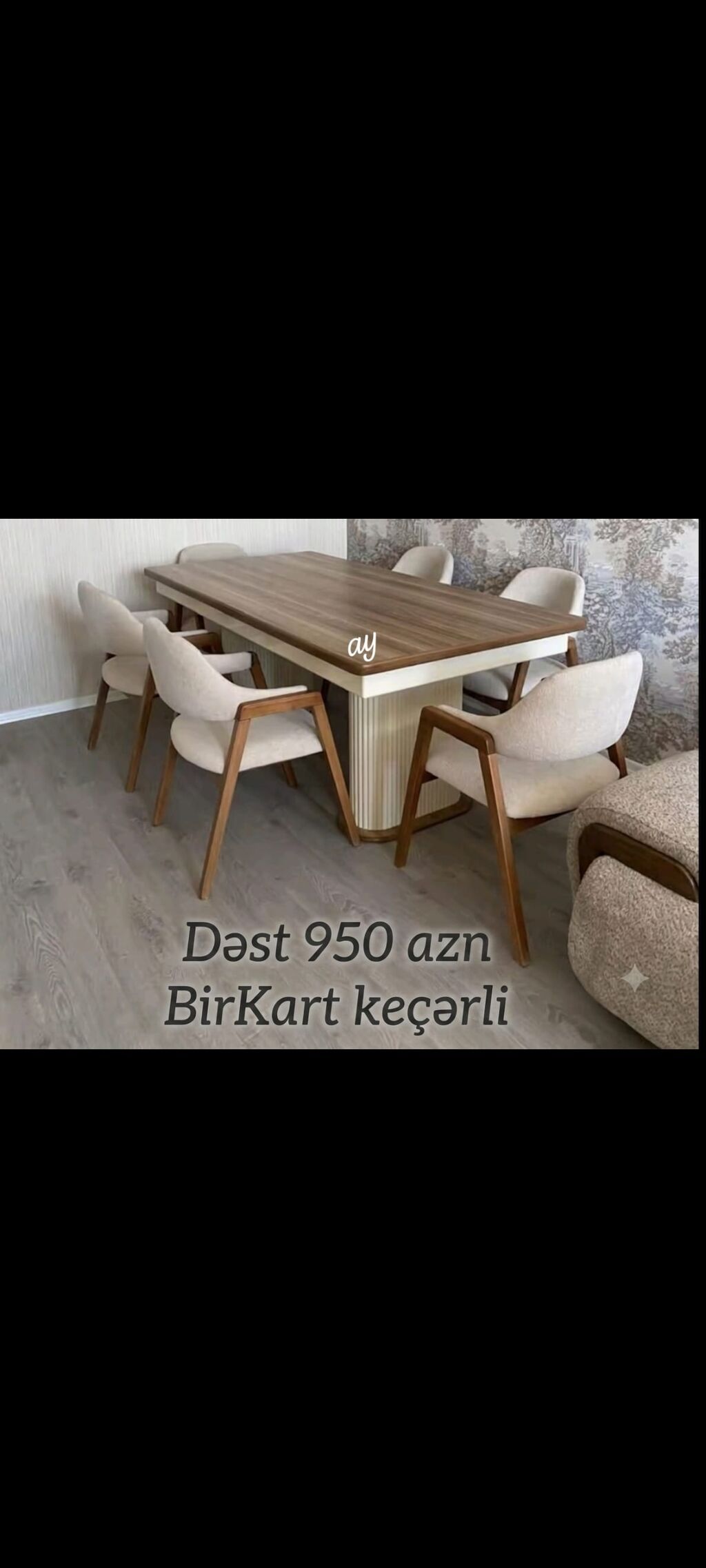 Dördbucaq masa, Qonaq otağı üçün, 6 nəfər