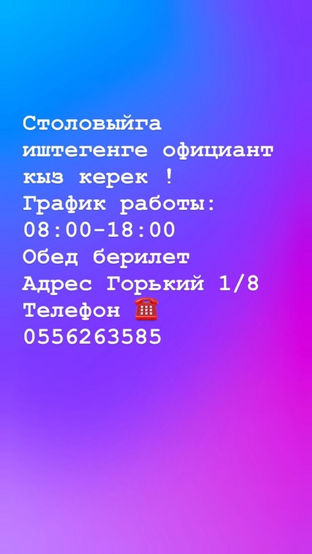 Официантка в столовую