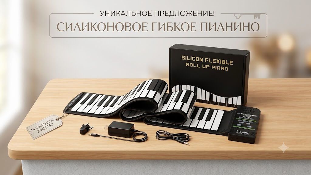 Силиконовое гибкое пианино (Silicon Flexible Roll Up Piano) -
