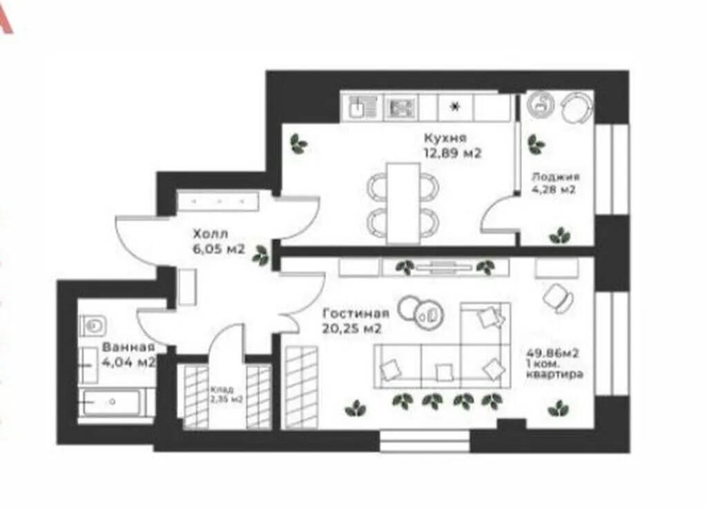 2 комнаты, 50 м², Элитка, 6 этаж, Евроремонт — фото 8