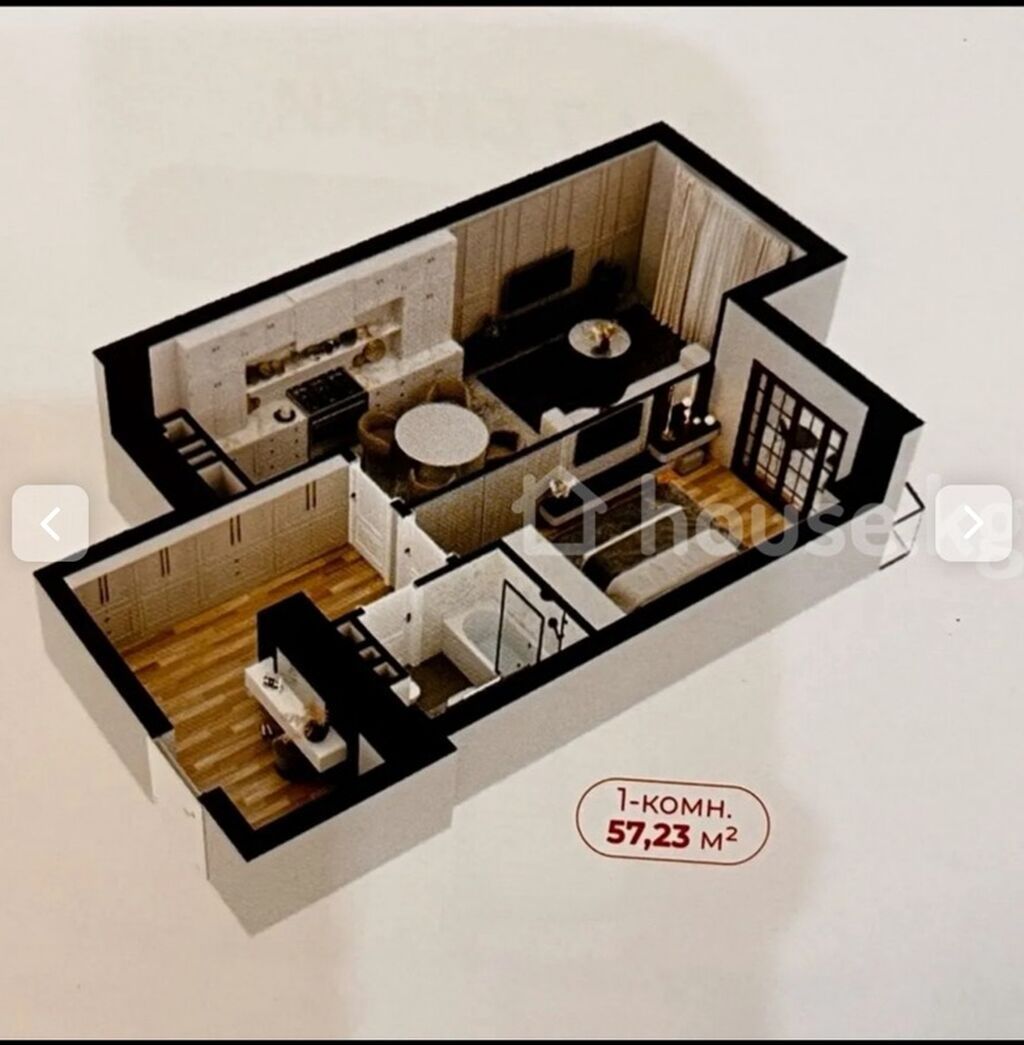 1 комната, 57 м², Элитка, 17 этаж, ПСО (под самоотделку): фото 3