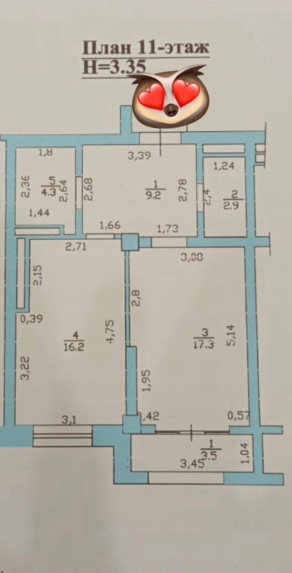 1 комната, 54 м², Элитка, Ала-Арча ТРЦ Элитка, 11 этаж, ПСО (под самоотделку): фото 5