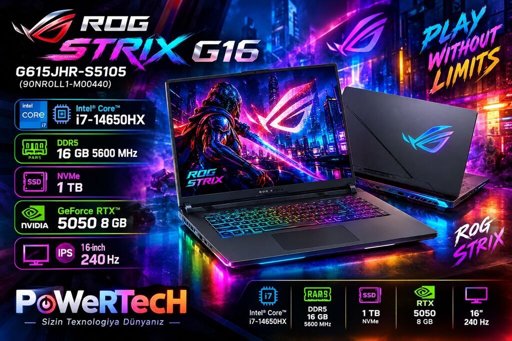 Yeni ASUS ROG, 16 ", Intel Core i7, 1 TB, Ünvandan götürmə, Pulsuz çatdırılma, Ödənişli çatdırılma