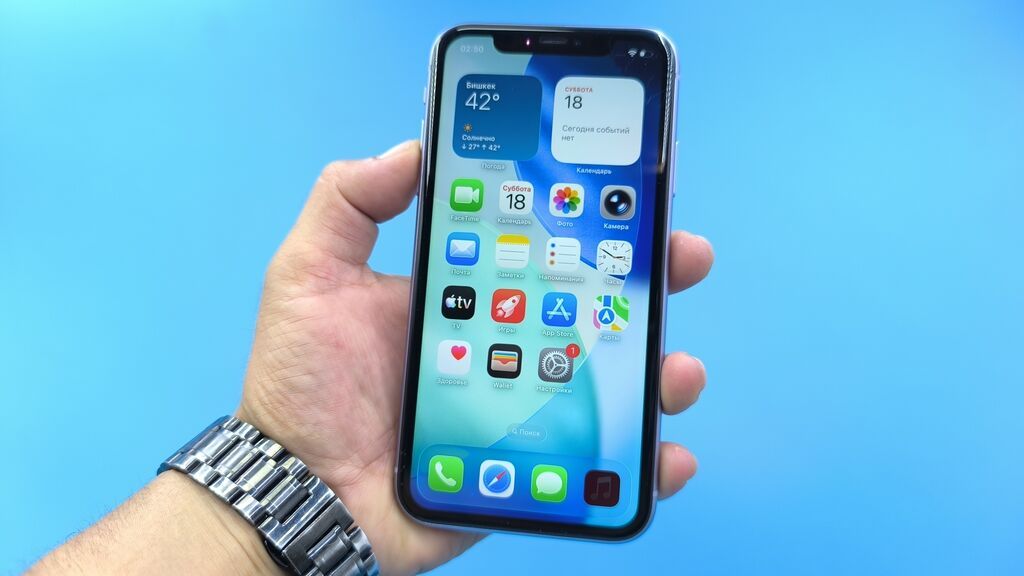 IPhone 11, Б/у, Blue Titanium, Защитное стекло, Чехол, 75 %: фото 4