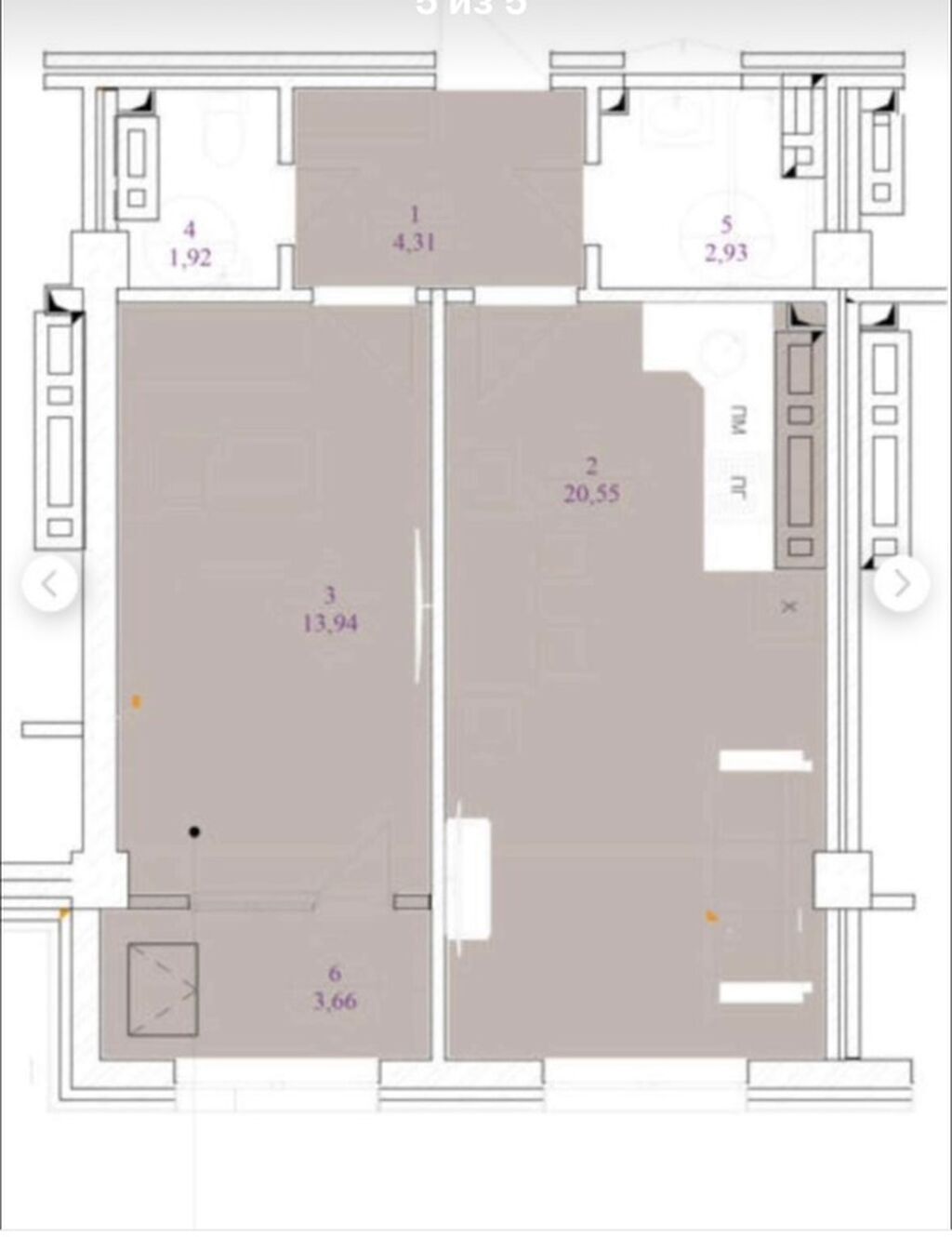 2 комнаты, 47 м², АУЦА Элитка, 12 этаж, ПСО (под самоотделку): фото 1