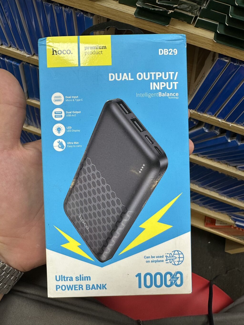 Внешний аккумулятор Hoco DB29 Ultra Slim — емкость 10000 мА·ч