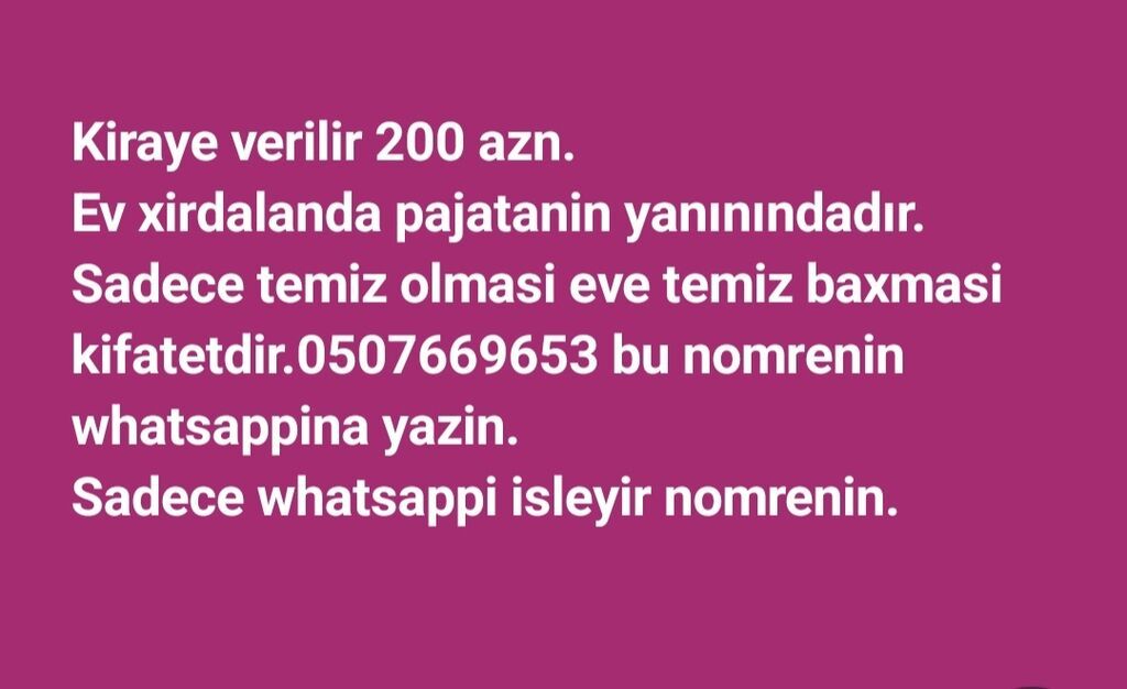 Xıdalanda1 otaqlı heyet evi xirdalanda pajaranin yaninda yerlesir.tek