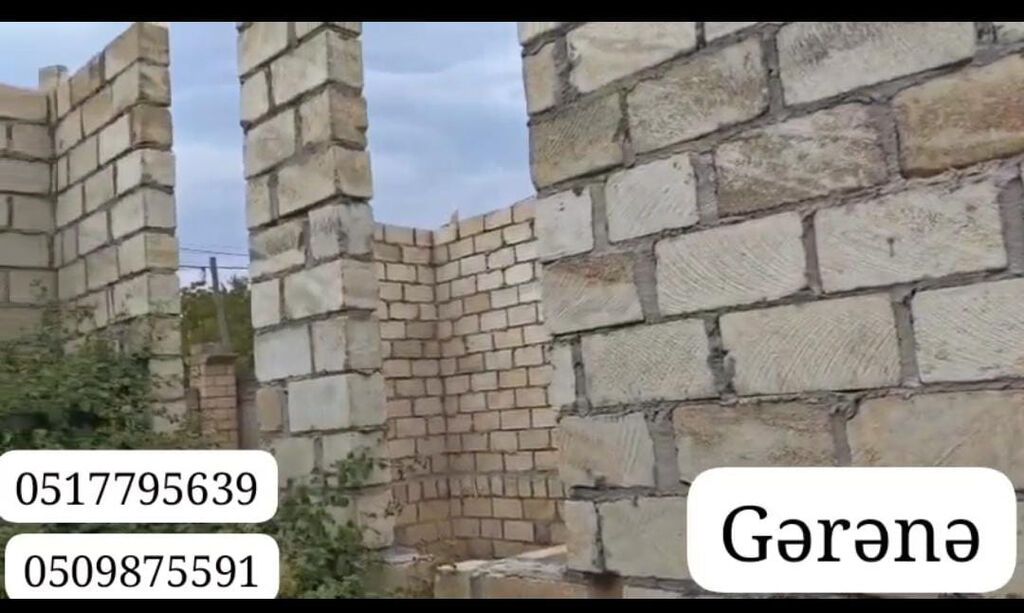 Evin torpaq sahəsi 7sot 15sent. kürsüyə qədər 5 daş qoşa hörülüb. cəm