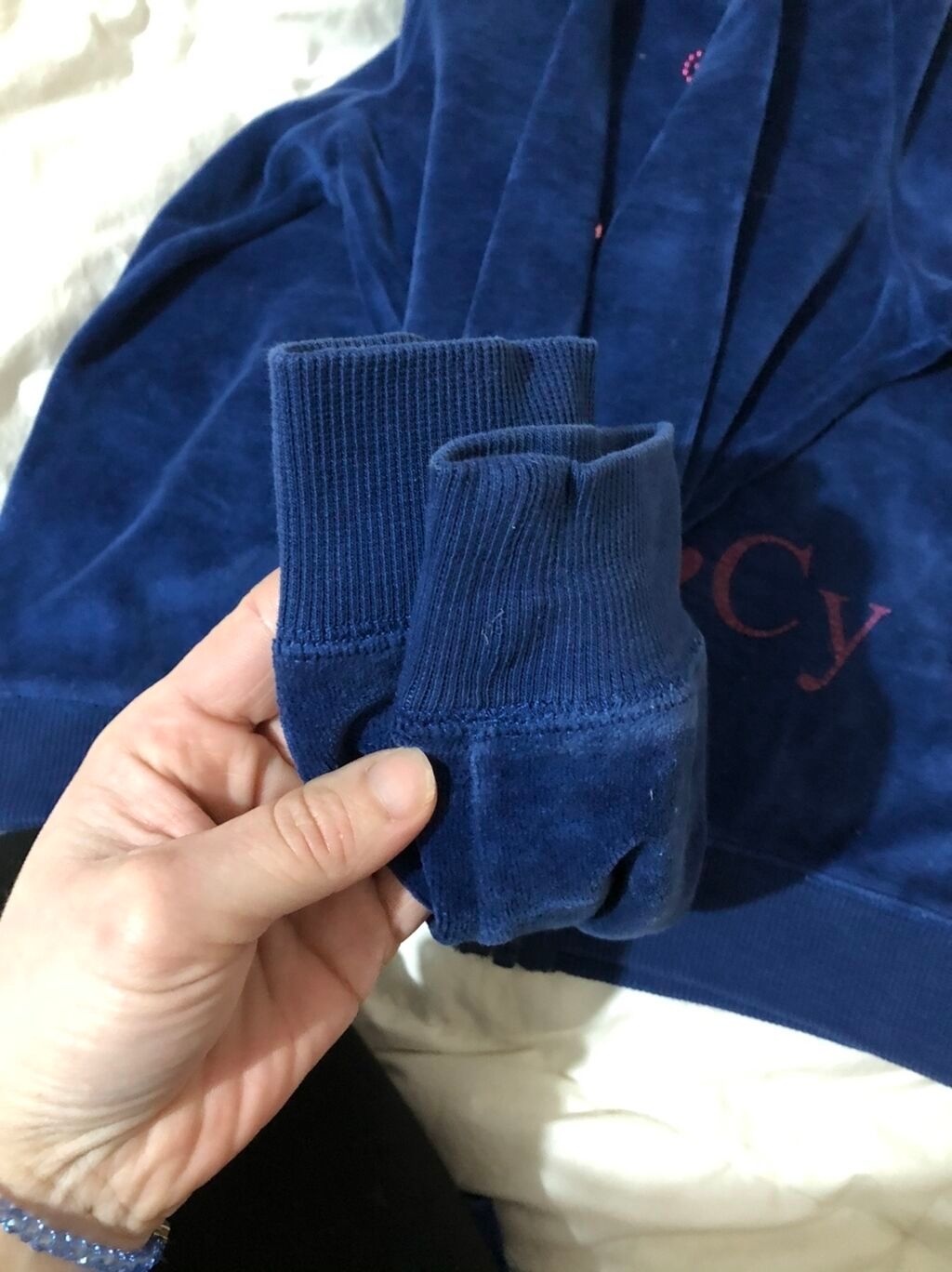 Gornji i donji deo: Plišani komplet trenerke – tamnoplava - Materijal: mekani pliš/velur