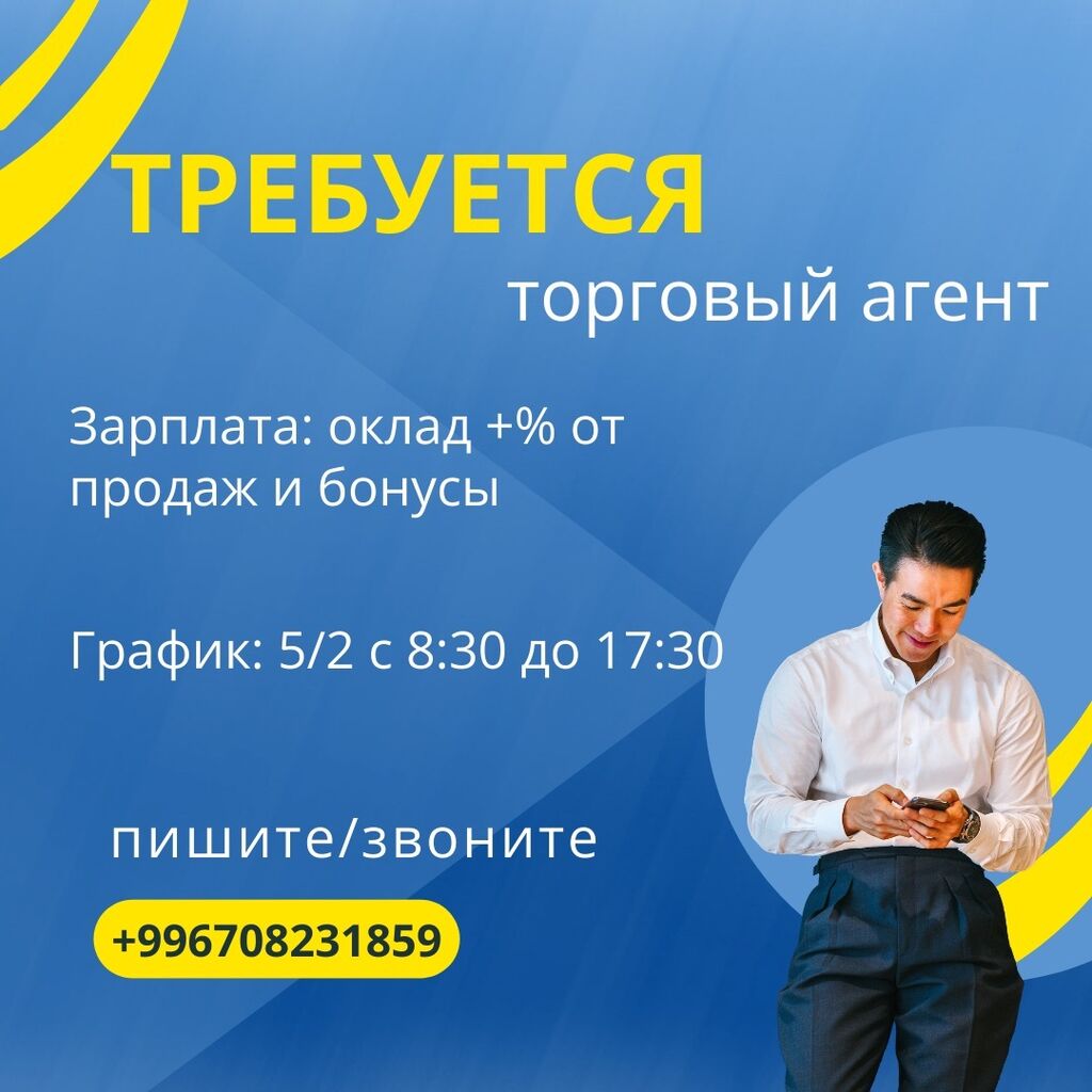 В торговую компанию «Бонте» срочно требуются: 70000 KGS ᐈ Торговые агенты |  Бишкек | 90472237 ➤ lalafo.kg