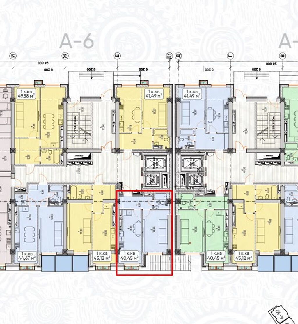 1 комната, 40 м², Элитка, 7 этаж, ПСО (под самоотделку): фото 2