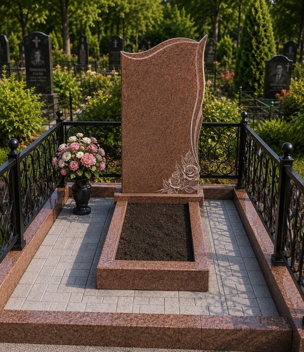 Памятники и комплексы из красного гранита. - Материал: натуральный: фото 2