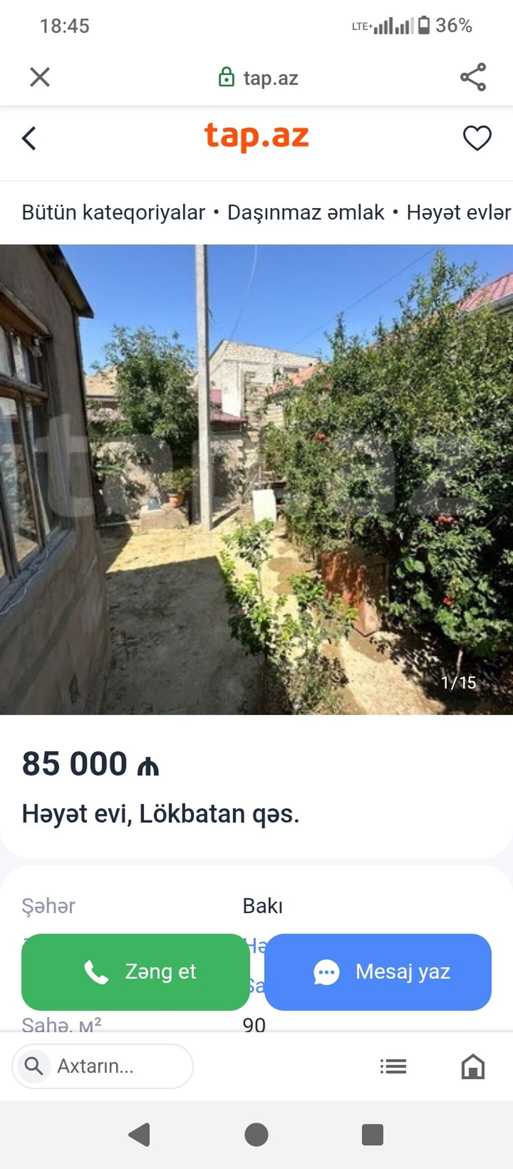 LÖKBATANDA 233 MƏKTƏBİN TAM QARŞISI ŞƏXSİ TİKİLİ HƏYƏT EVİ SATILIR! 📍