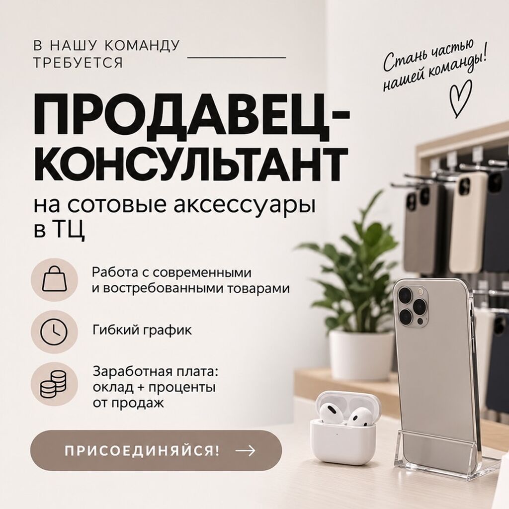 Продавец-консультант мобильных аксессуаров в ТЦ