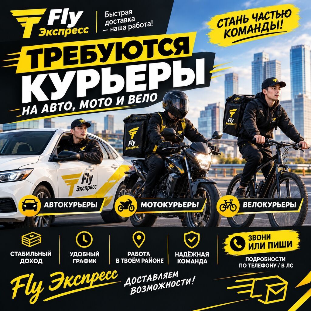 Требуются курьеры (авто/мото/вело) в Fly Экспресс