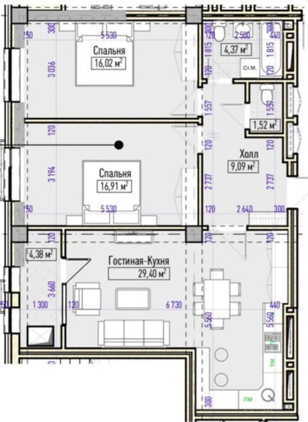 3 комнаты, 82 м², Технопарк Элитка, 12 этаж, Свежий ремонт: фото 7