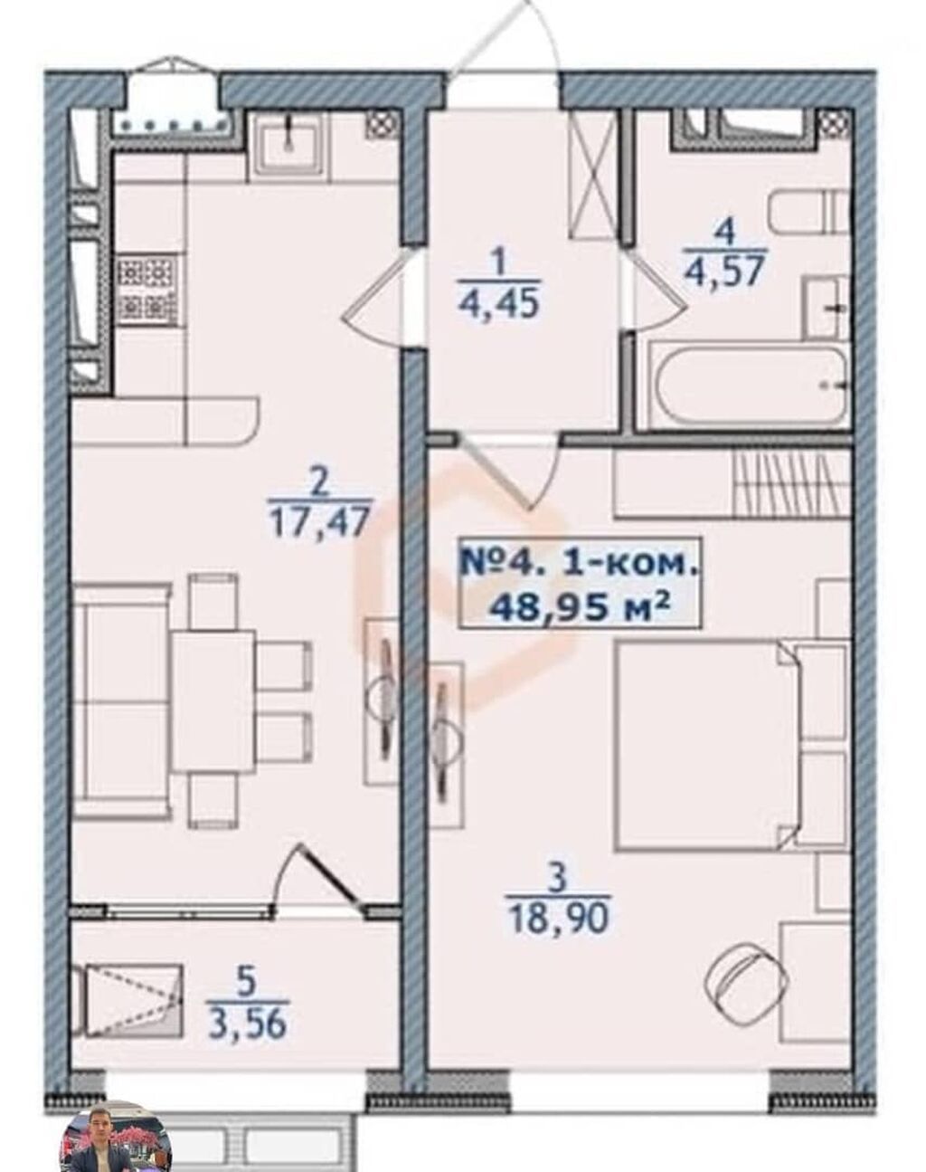 1 комната, 49 м², Улан-2 мкр Элитка, 2 этаж, ПСО (под самоотделку): фото 2