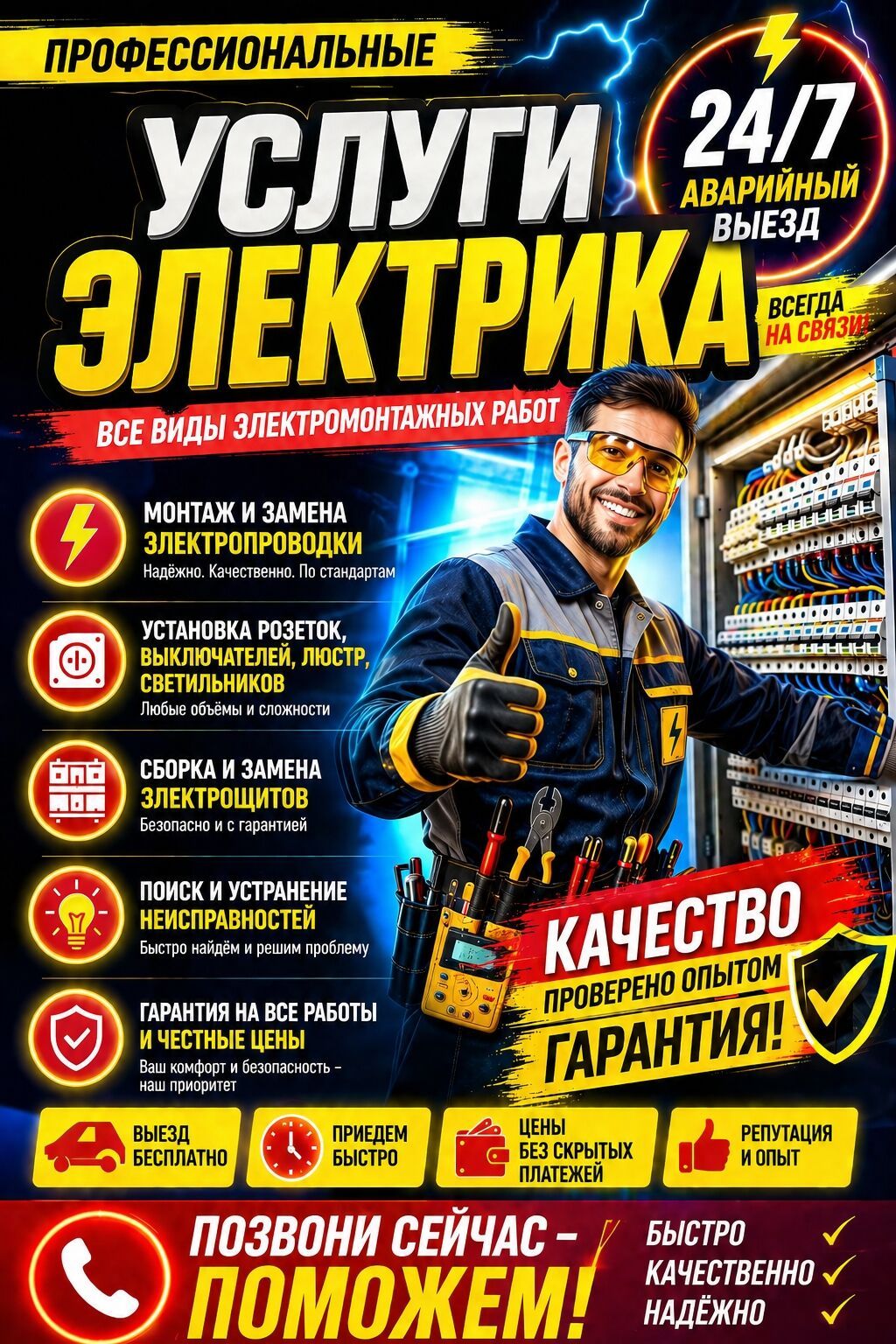 Услуги электрика, электромонтажные работы